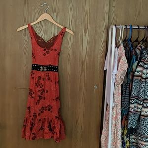 Orange floral Free People midi dress